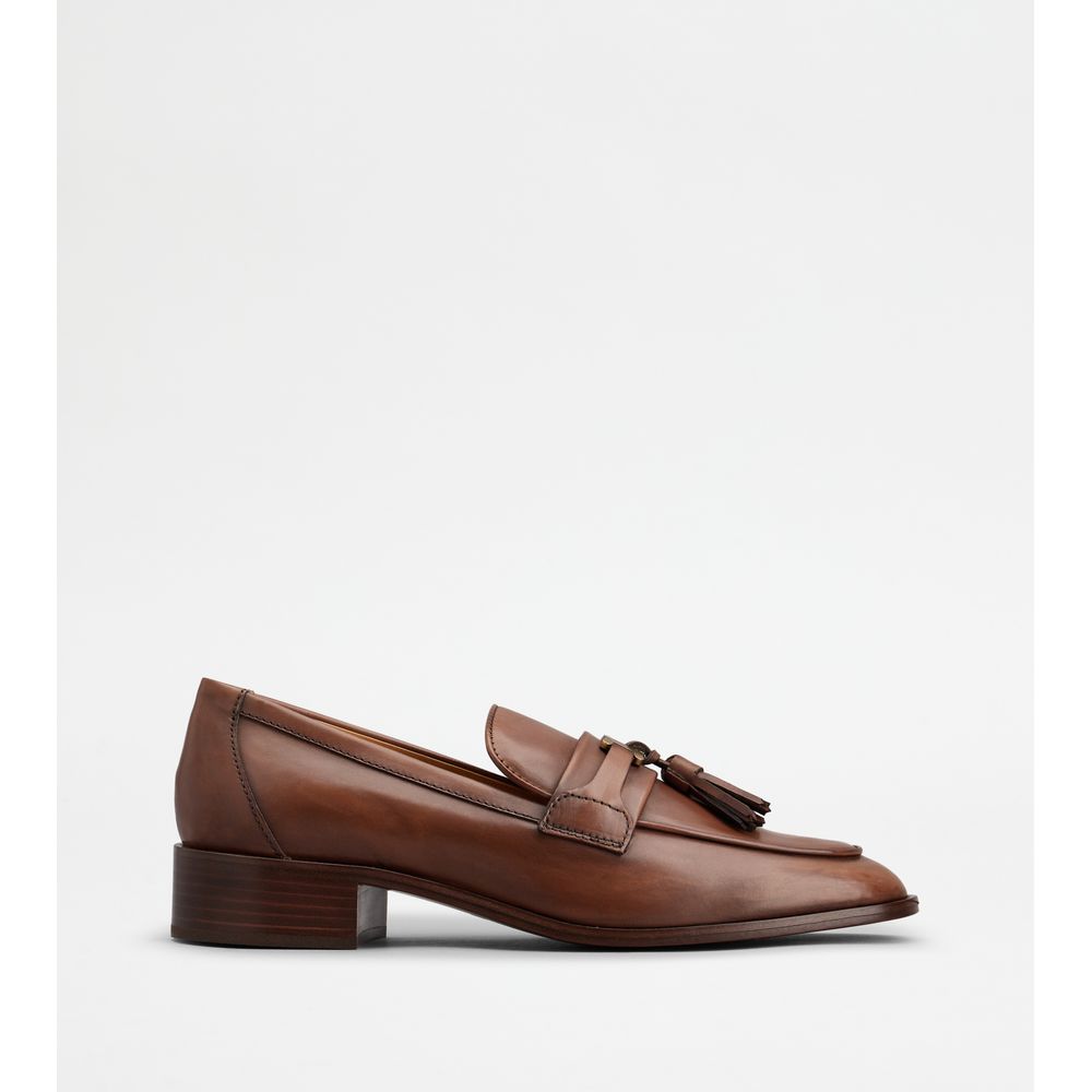 Кожаные лоферы с кисточками TOD's, коричневый