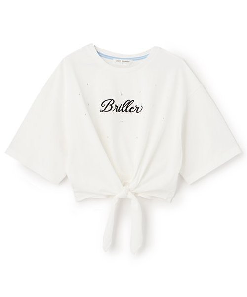 Футболка с логотипом спереди и галстуком Pom ponette junior, White