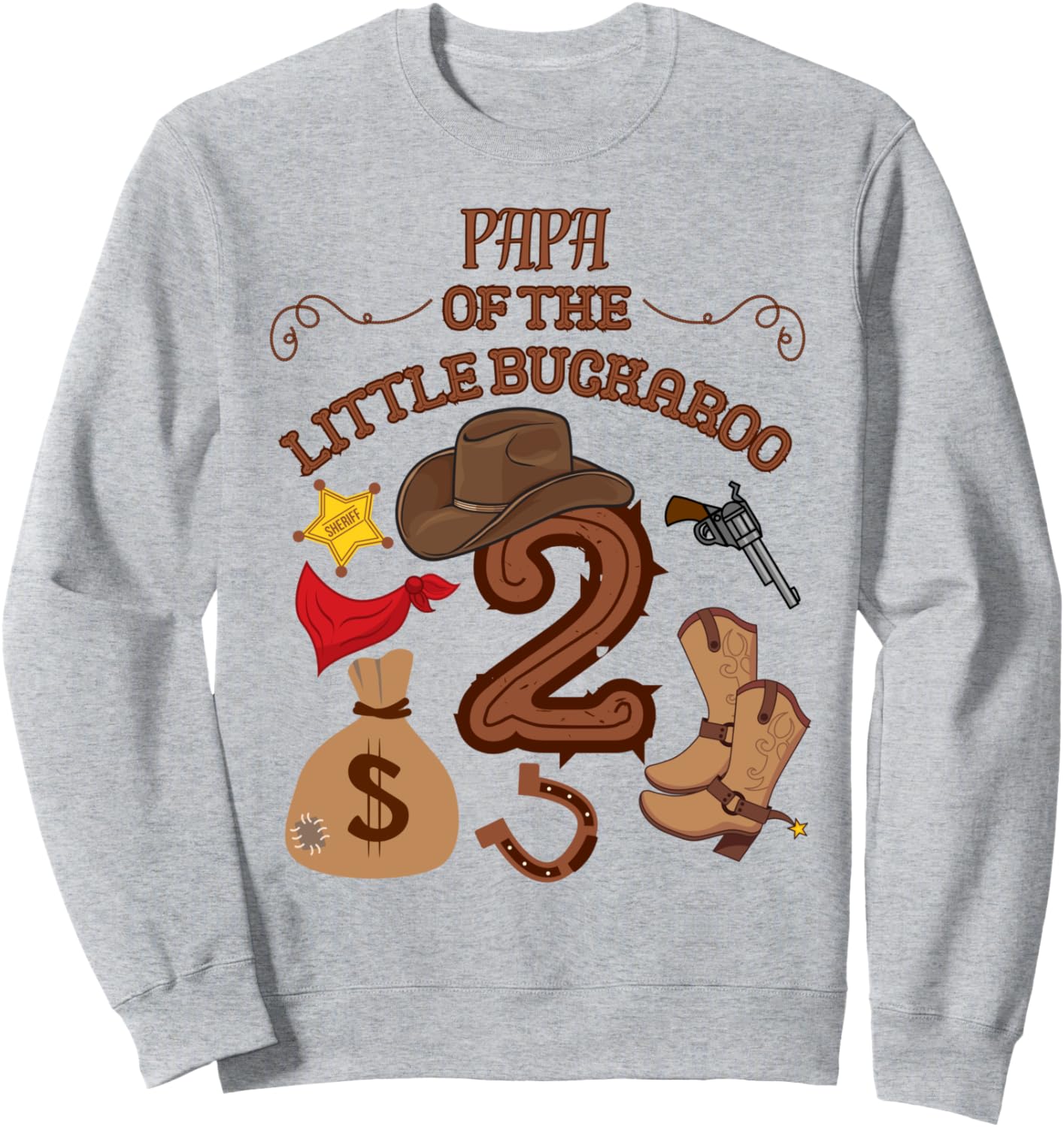 

Толстовка «Маленький ковбой-бакару, папа, Дикий Запад, на 2-й день рождения» Family Look West Cowboy Theme Decorations Gifts, серый