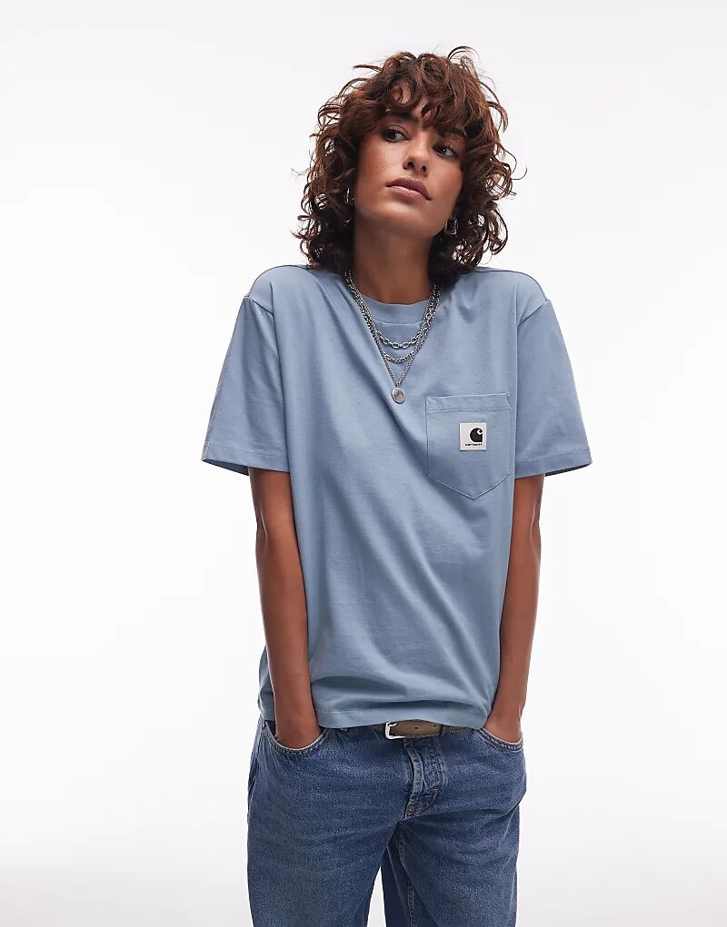 

Футболка Carhartt WIP с короткими рукавами и карманом синего цвета