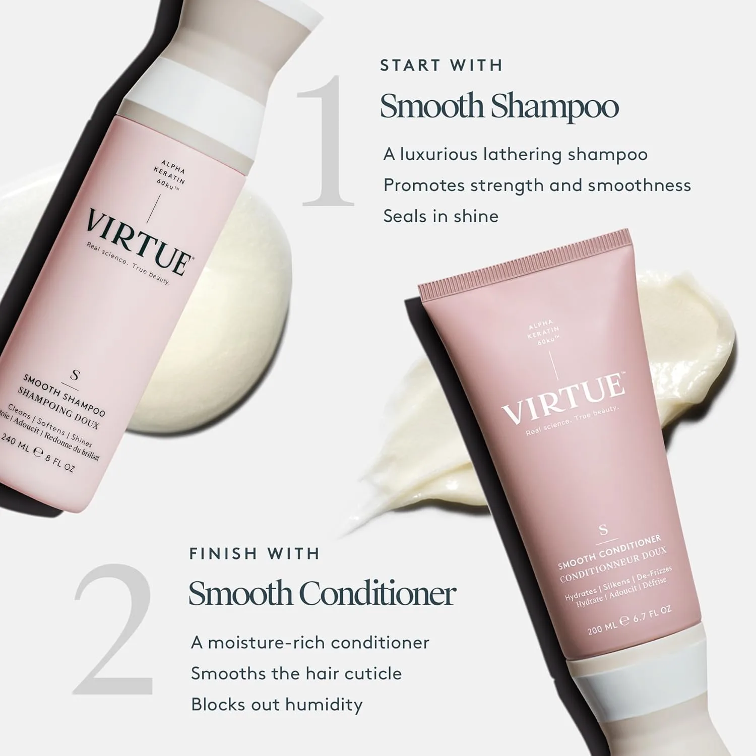 Шампунь VIRTUE Smooth без сульфатов для контроля пушистости кудрявых волос, безопасен для всех типов волос, подходит для окрашенных волос. 503 мл (.) — фото 4