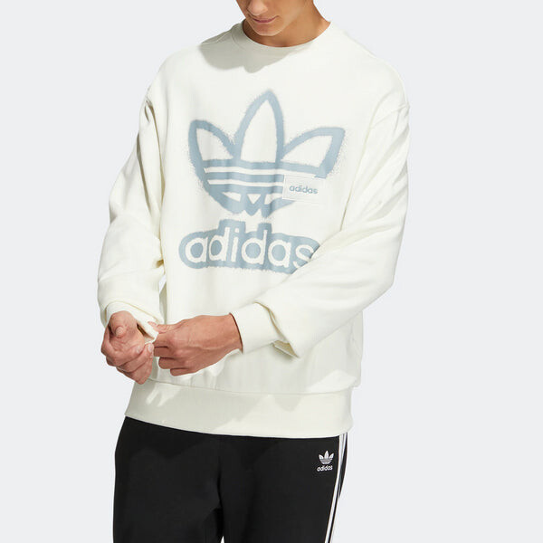 Толстовка adidas originals Adicolor Crew Chest Printing Round Neck Pullover Long Sleeves Creamy White, белый — фото 2