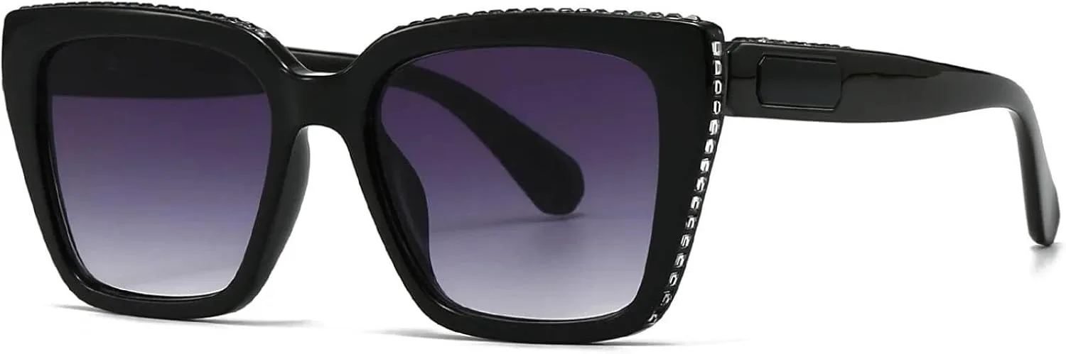 

Роскошные солнцезащитные очки с бриллиантами для женщин и мужчин, модные, винтажные, в стиле стимпанк, с защитой от УФ-излучения UV400 TYUVIVO, Black Gray