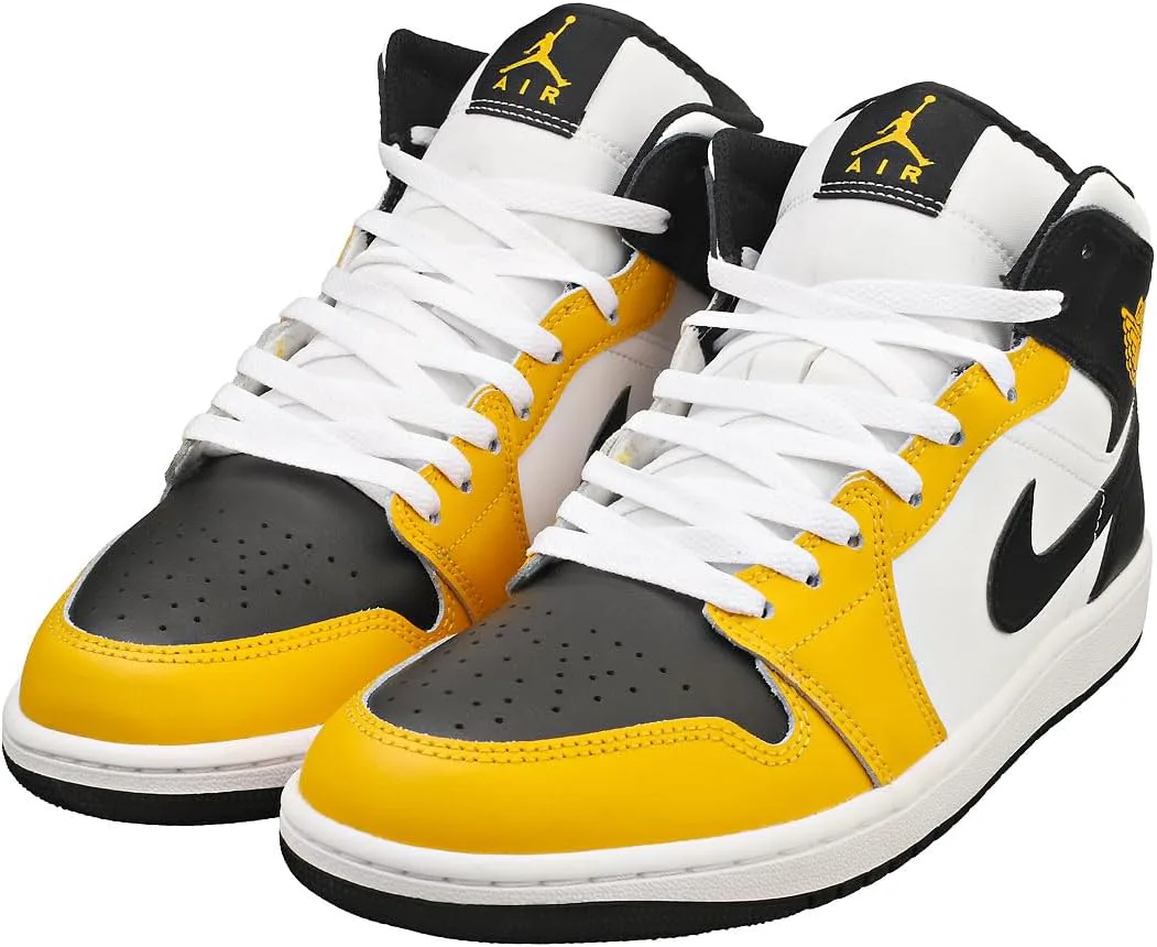 Мужские кроссовки Nike Air Jordan 1 Mid, желтый/белый — фото 4