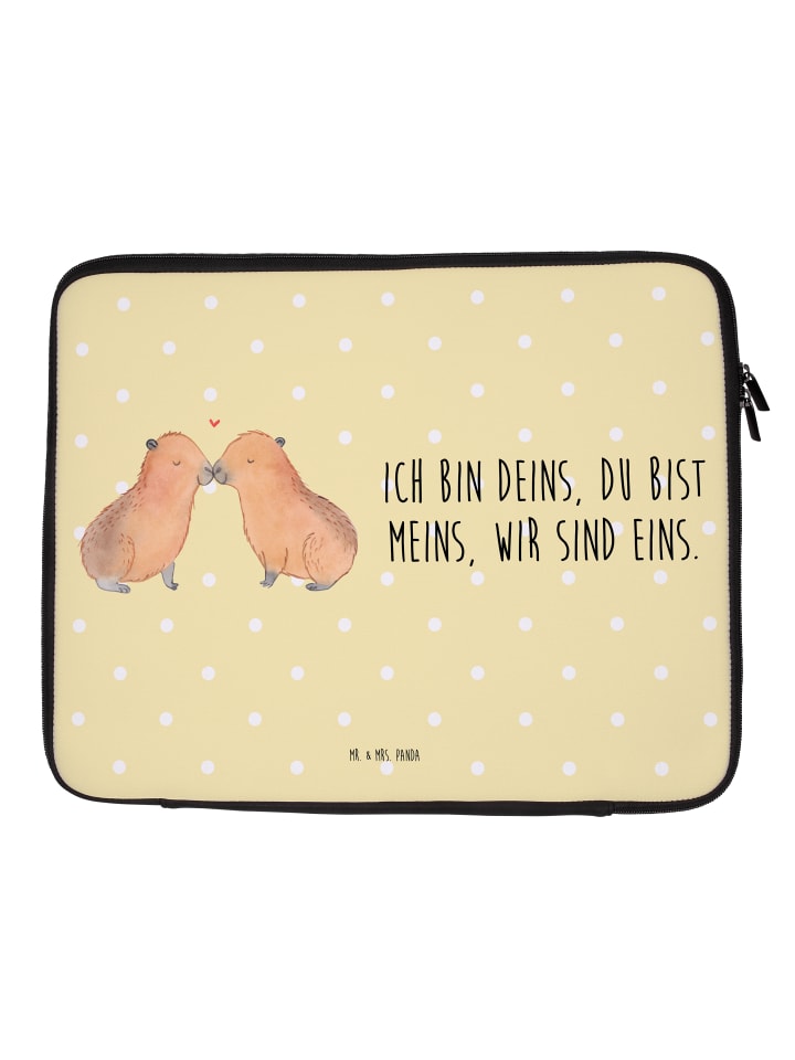 

Mr. & Mrs. Panda Сумка для ноутбука Capybara Love с надписью пастельно-желтого цвета