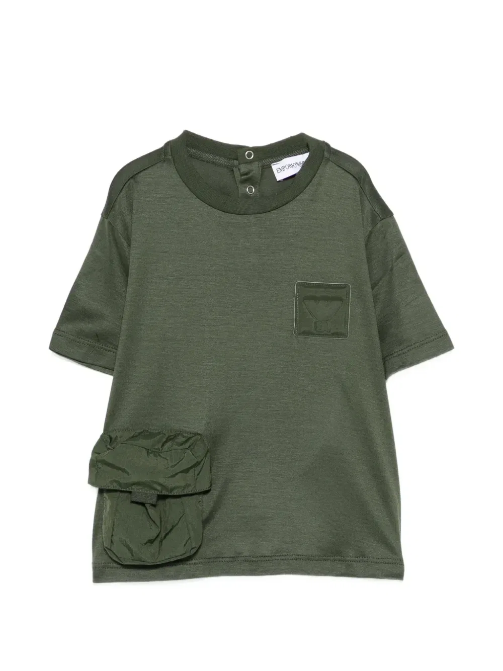 Футболка с короткими рукавами и карманом Emporio Armani Kids, зеленый