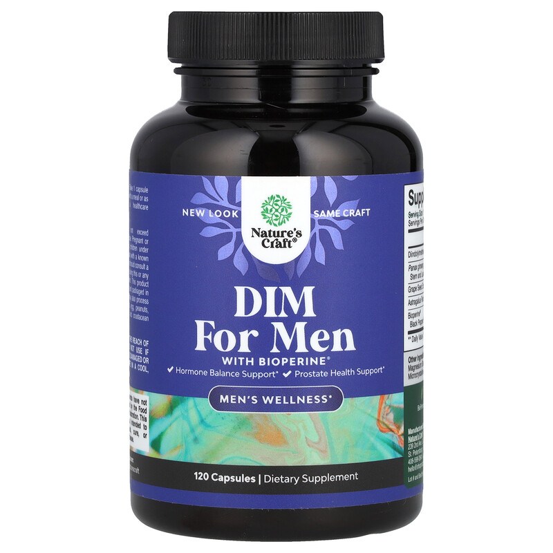 

Nature's Craft, DIM для мужчин с BioPerine, 120 капсул