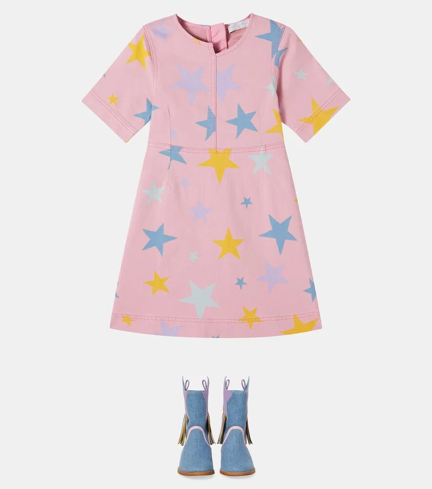 Джинсовое платье с принтом Stella McCartney Kids, розовый — фото 2