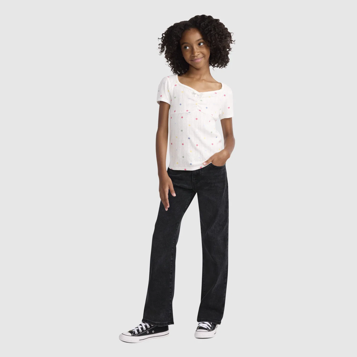 Широкие джинсы для девочек 7-16 лет Levi's, Dark Wash