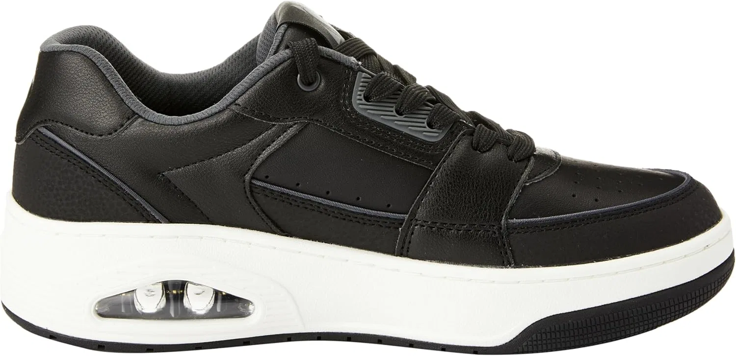 Мужские кроссовки Skechers UNO Court Trainers, Black Leather Duraleather With Anthracite Trim — фото 4