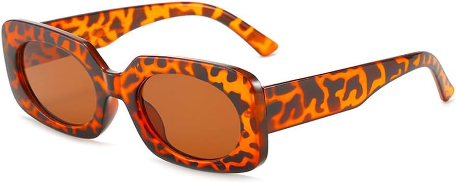 

Ретро-солнцезащитные очки разных цветов для женщин, модные зеленые и желтые оттенки, защита от ультрафиолета UV400, трендовые солнцезащитные очки для мужчин TKKTLLT, Leopard Tea