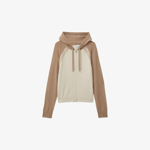 

Толстовка Ula из шерстяной смеси с цветными блоками и застежкой-молнией Reiss, коричневый