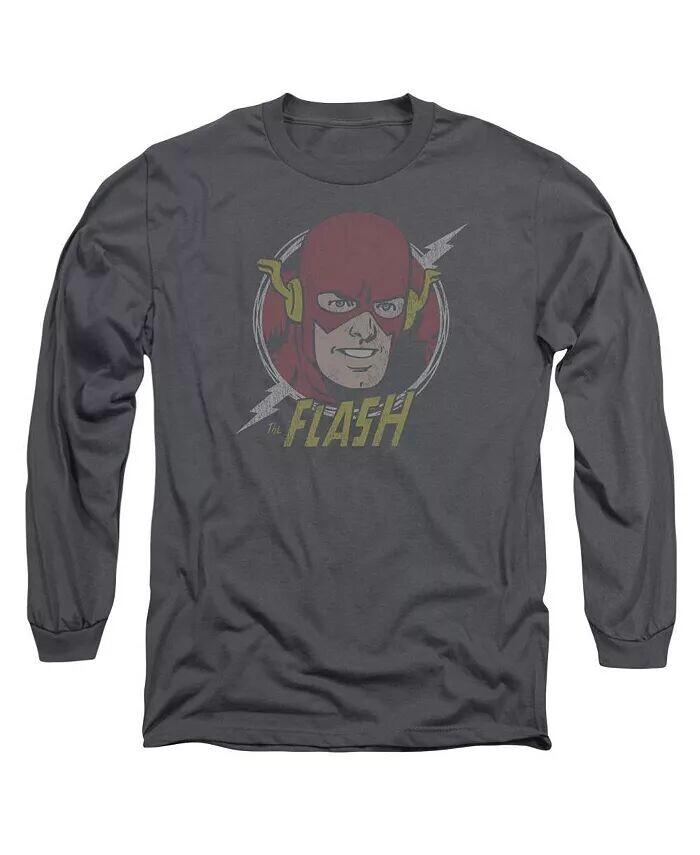 

Мужская футболка с длинным рукавом DC Comics Vintage Voltage для взрослых / футболка Flash, серый