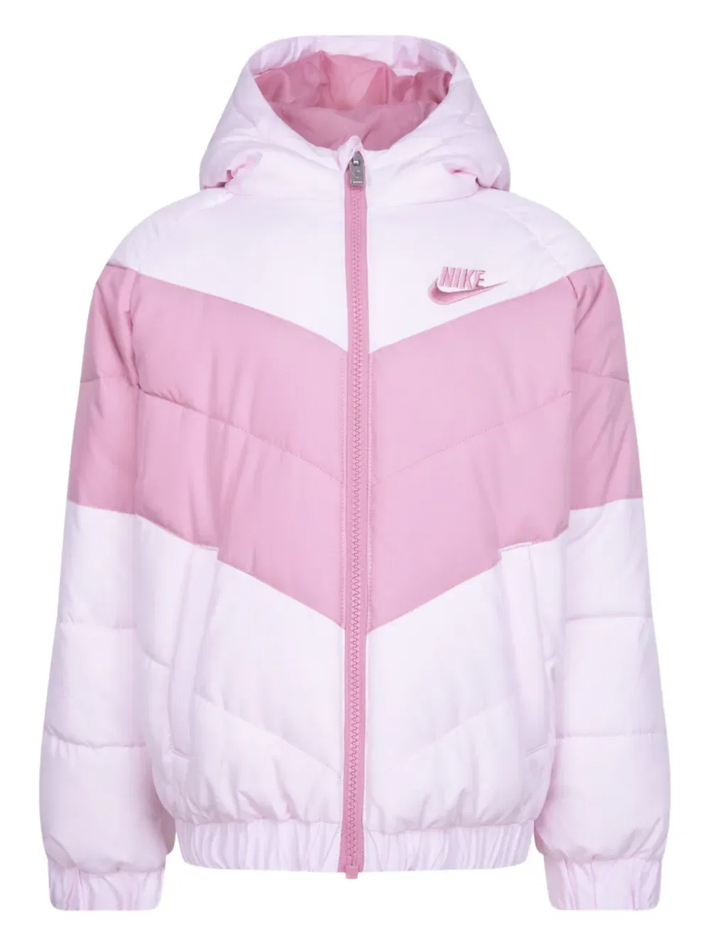 Пуховая куртка с капюшоном и шевронным рисунком Nike Kids, розовый