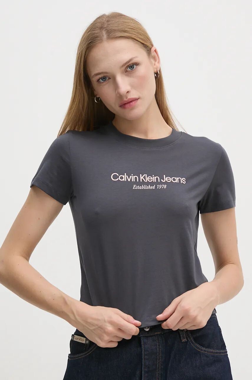 

Хлопковая футболка Calvin Klein Jeans, серый