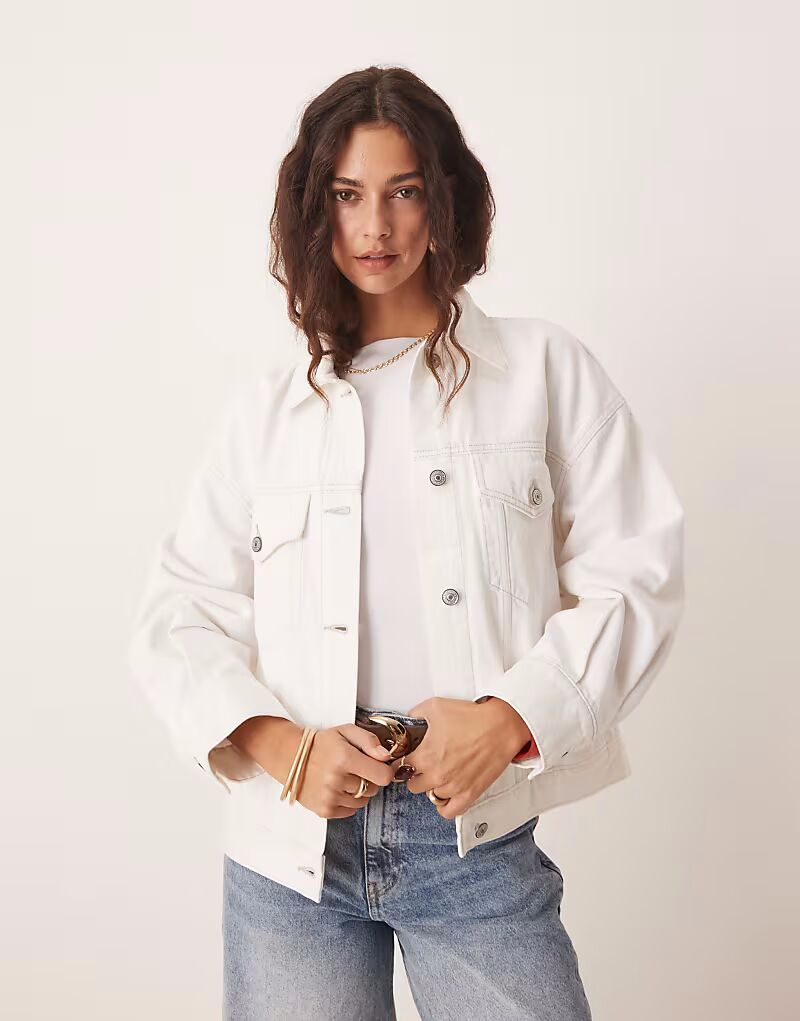 

Джинсовая куртка водителя грузовика Abercrombie & Fitch белого цвета