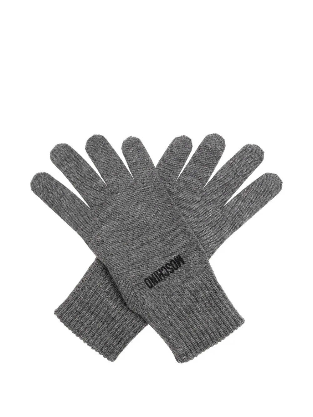 

Ребристые перчатки с вышитым логотипом Moschino, серый