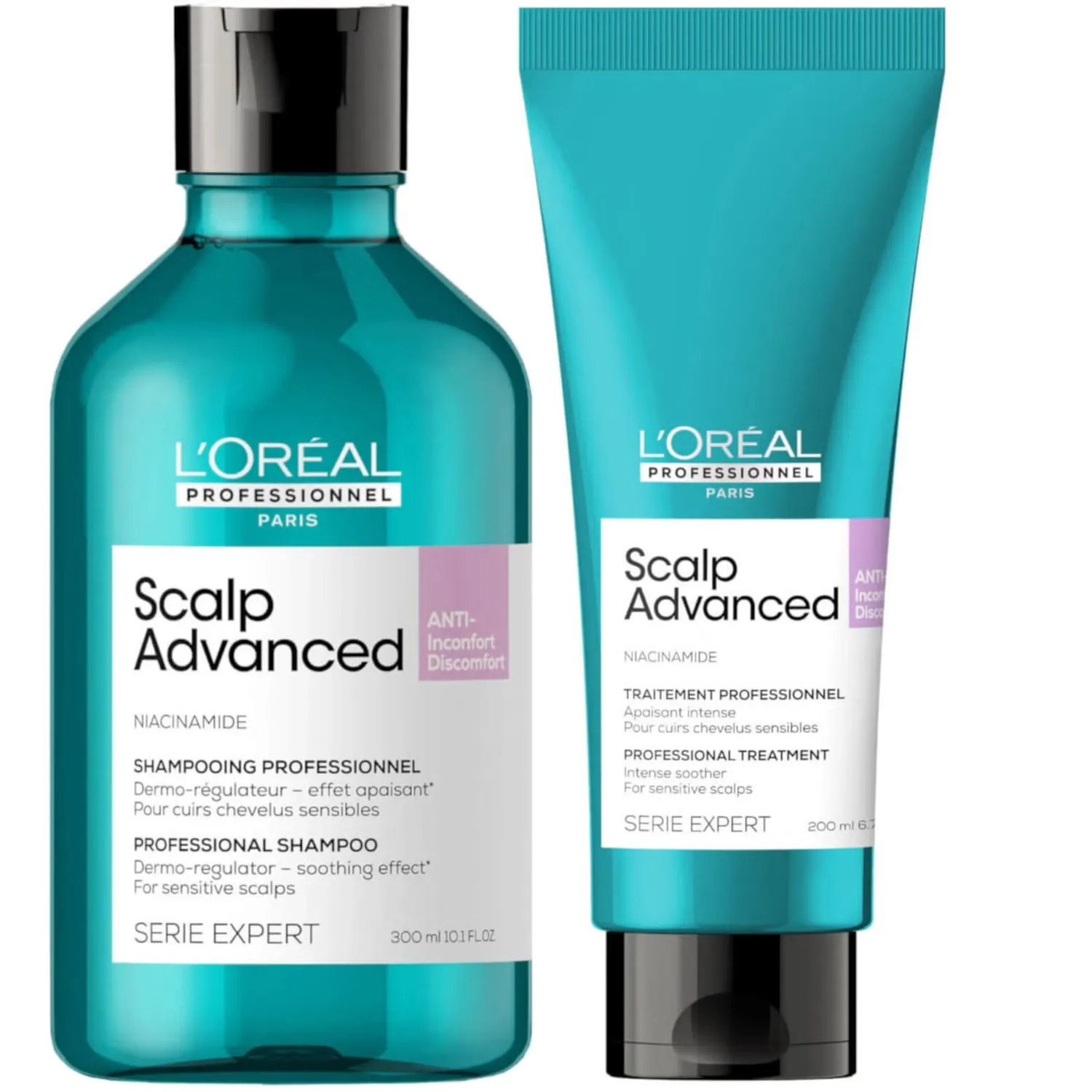 

Serié Expert Scalp Advanced Против дискомфорта для волос, шампунь и лечебный дуэт L'Oréal Professionnel