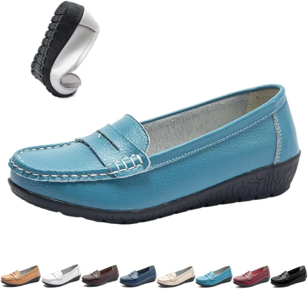 Лоферы из дышащей кожи, Light Blue Topmis