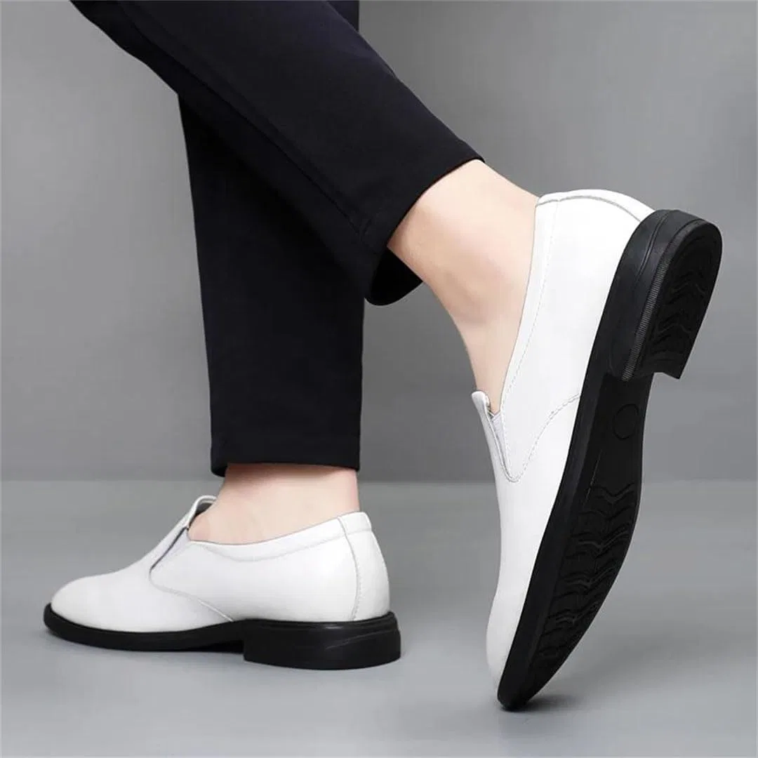 Мокасины кожаные Loafers Slip-On Driving Shoes, белый — фото 4