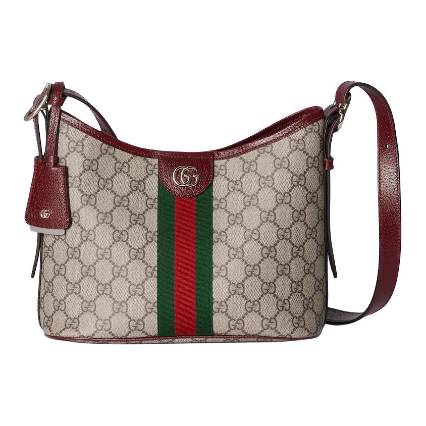 

GUCCI Маленькая женская наплечная сумка Ophidia Canvas бежевый и темно-коричневый