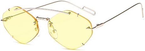 

Женские солнцезащитные очки без оправы Polygon, модные солнцезащитные очки с градиентным переходом, женские очки-«конфетки», защита от ультрафиолета UV400 MTZJH, C6 Silver-yellow