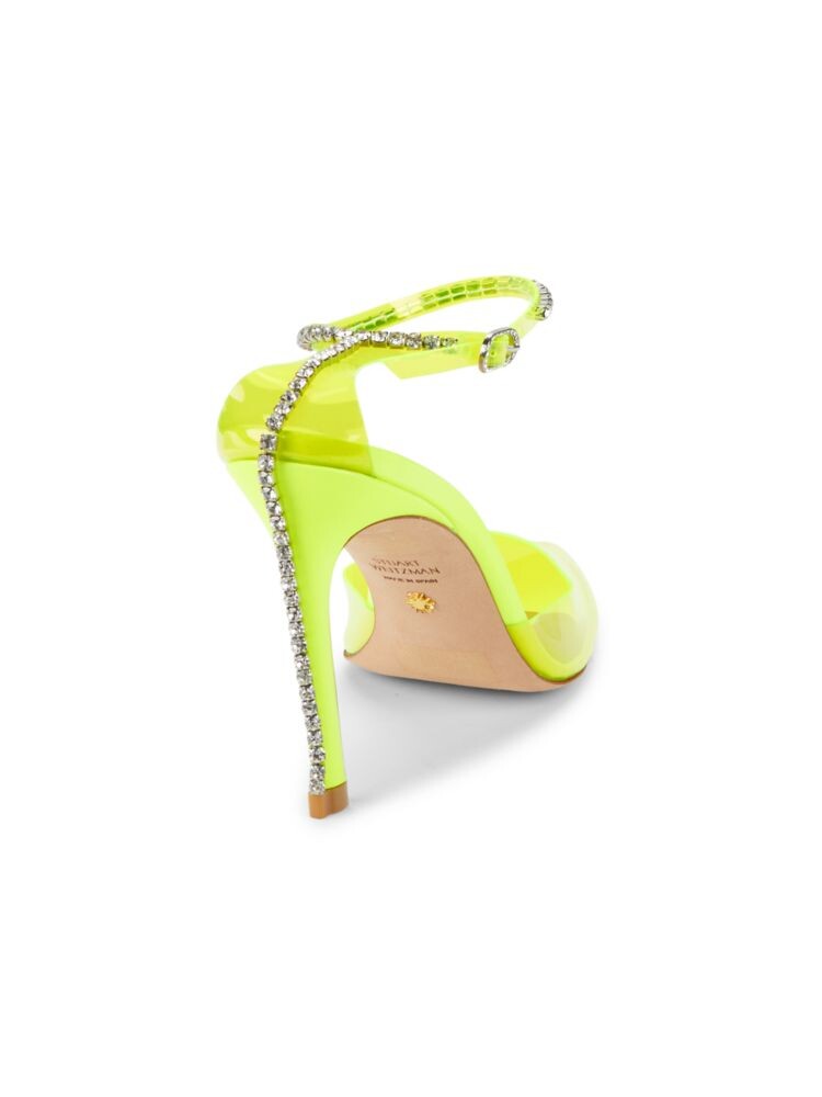 туфли на шпильке, украшенные кристаллами Stuart Weitzman, цвет Neon Yellow — фото 3