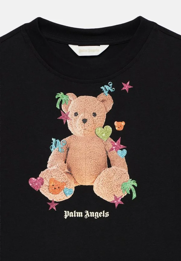 Футболка с принтом медведя и наклейками Palm Angels, Black — фото 4