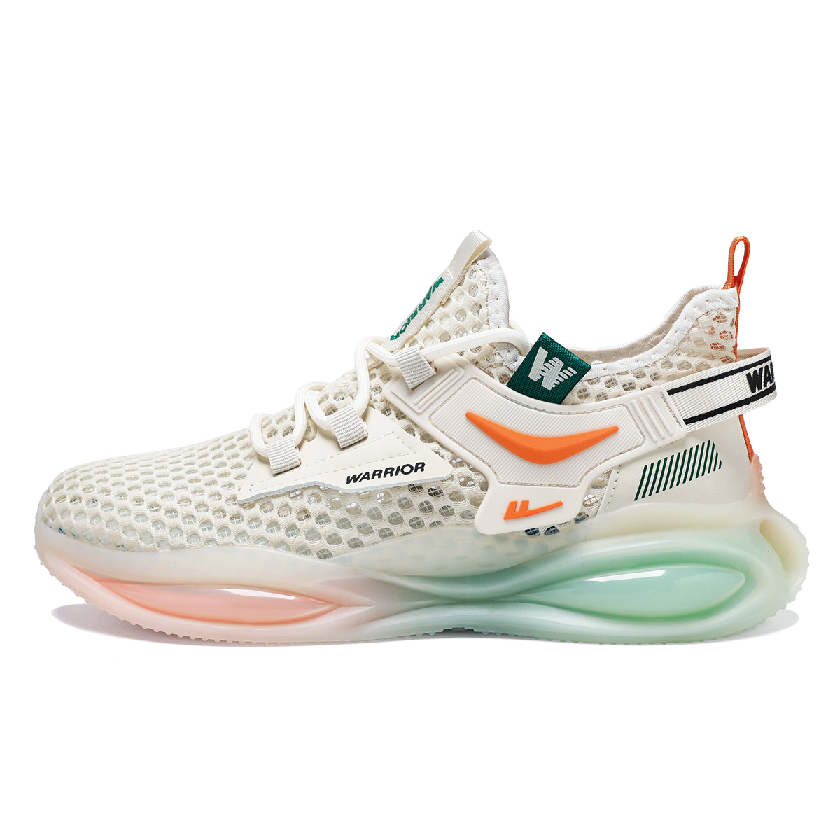 

WARRIOR Высокие, износостойкие, легкие и дышащие низкие кроссовки для бега мужские - бежево-оранжево-зеленые, цвет Beige Orange Green