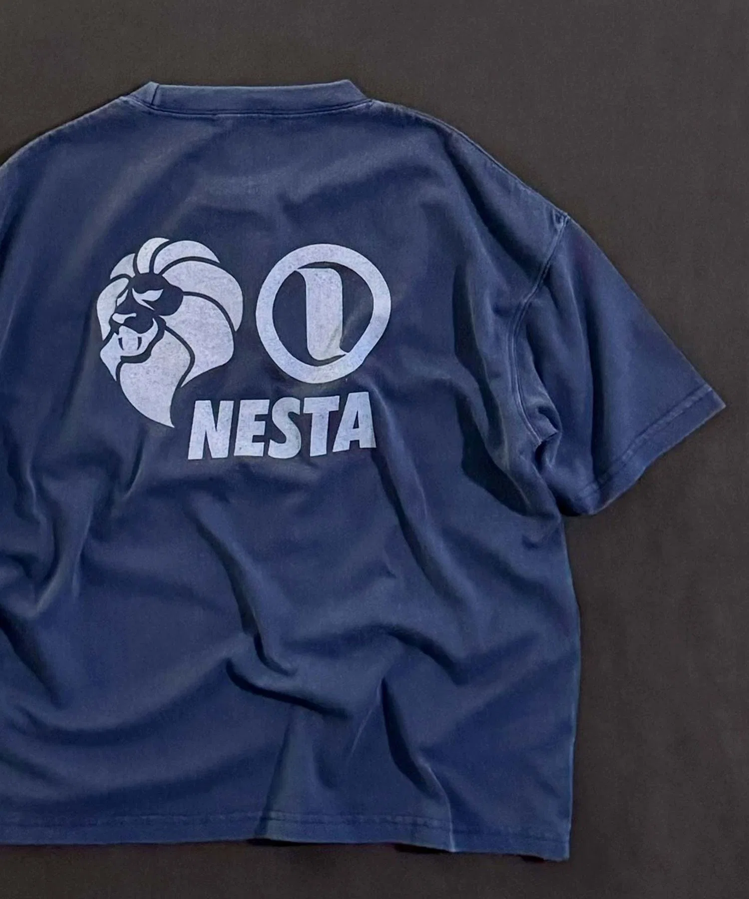 Детская футболка NESTA BRAND оверсайз пигментного окрашивания тёмно-синяя