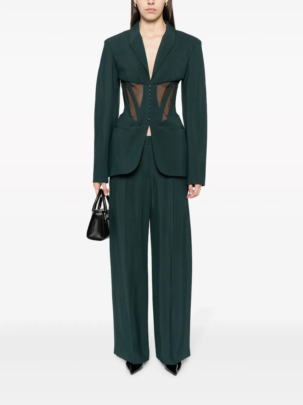 Брюки с вырезами и широкими штанинами Mugler, зеленый — фото 2