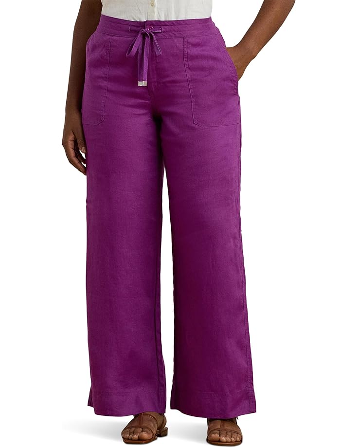 

Брюки Lauren Ralph Lauren Plus Size Linen Wide-Leg Pants, цвет Purple Dawn