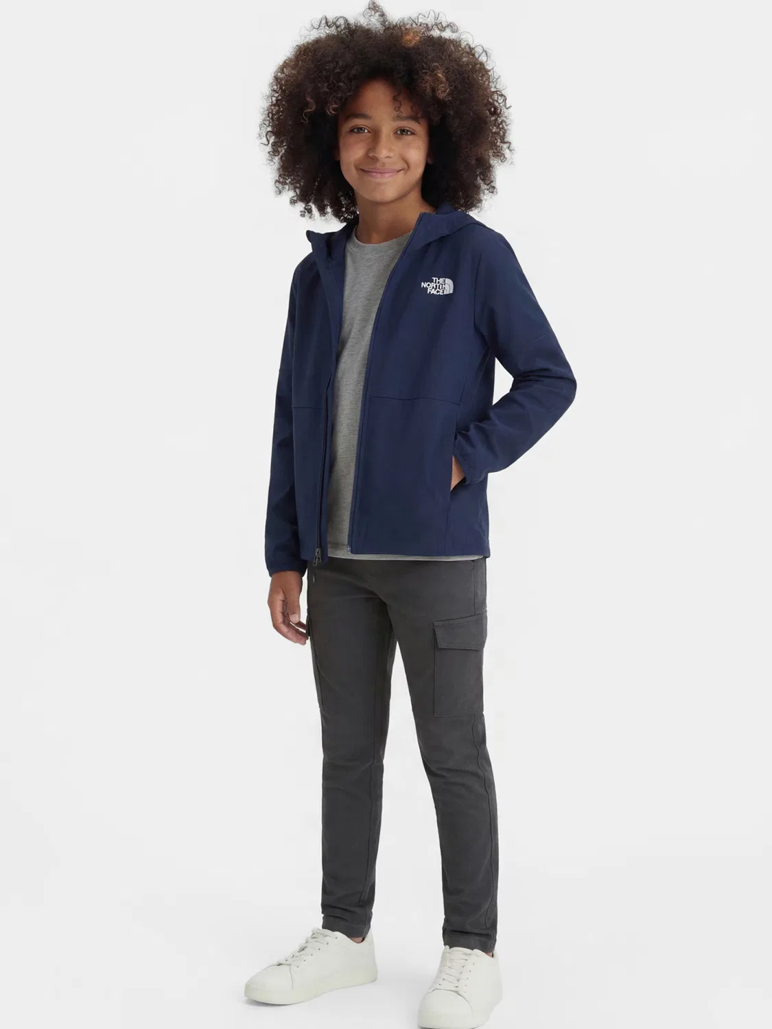 Спортивная толстовка на молнии с надписью 'НА ТРОПЕ' The North Face, Navy — фото 4
