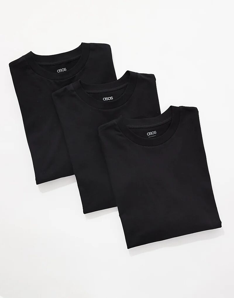 

Набор из 3 футболок свободного кроя ASOS DESIGN черного цвета