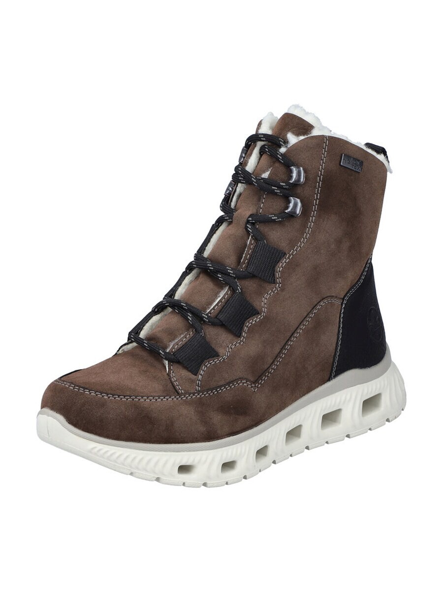 Женские ботинки Rieker Lace-Up с мехом и толстой подошвой, коричневый