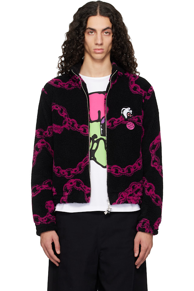 

Chopova Lowena Черно-Фиолетовая облегающая флисовая куртка для вечеринки