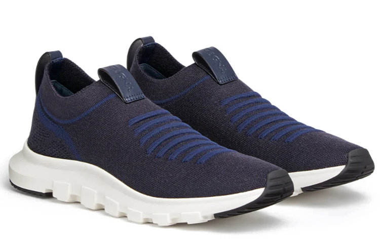 

Zegna Techmerino Низкие кеды мужские морской синий Ermenegildo Zegna