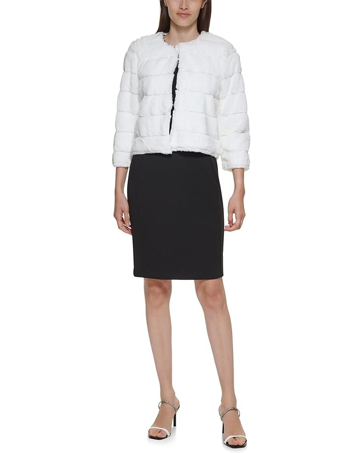 

Платье Calvin Klein Faux Fur Shrug, белый
