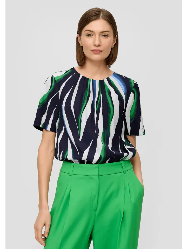 

Блуза sOliver BLACK LABEL kurzarm, цвет blau-mehrfarbig