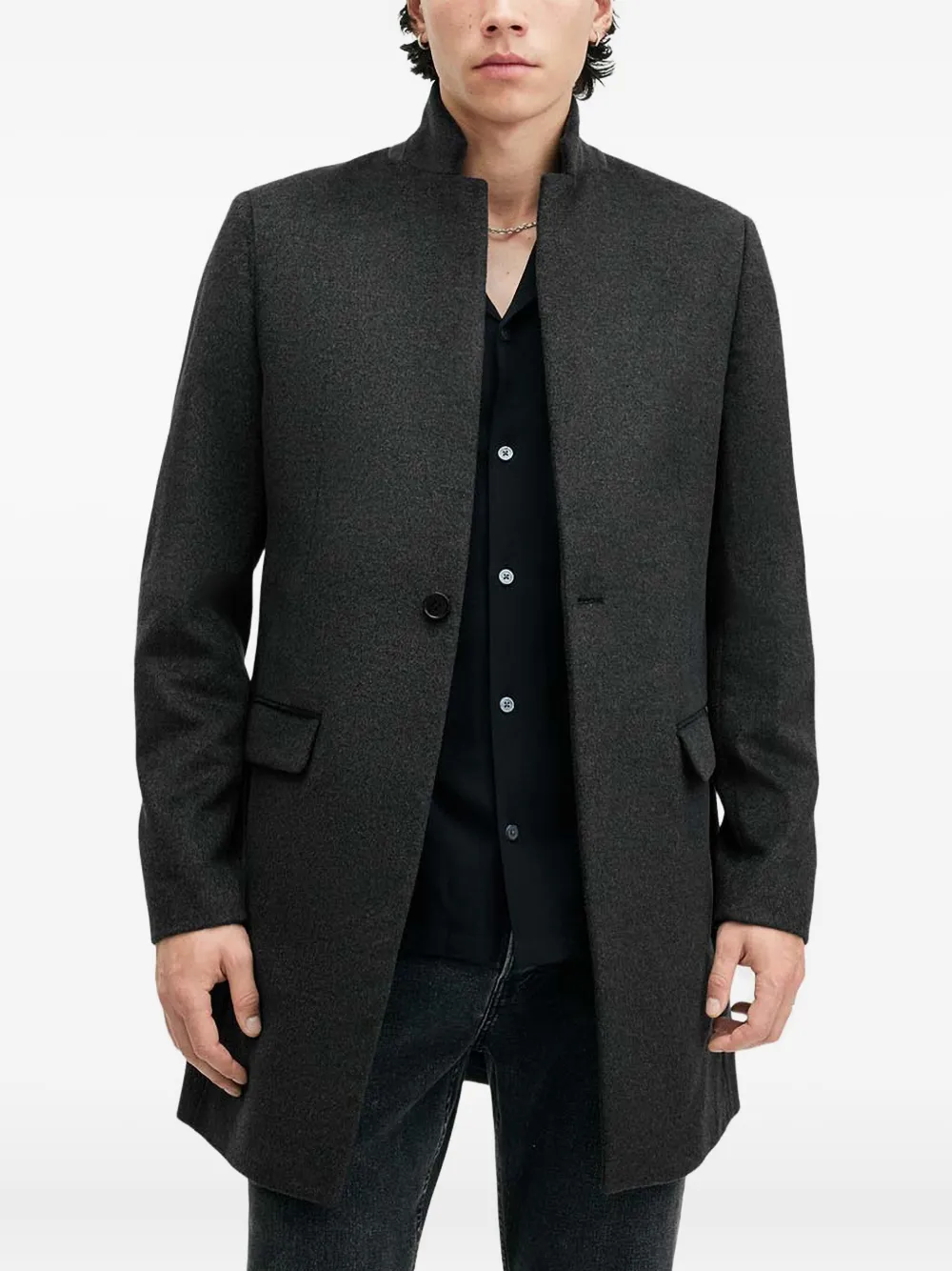 

Пальто Hargrove на одной пуговице AllSaints, черный