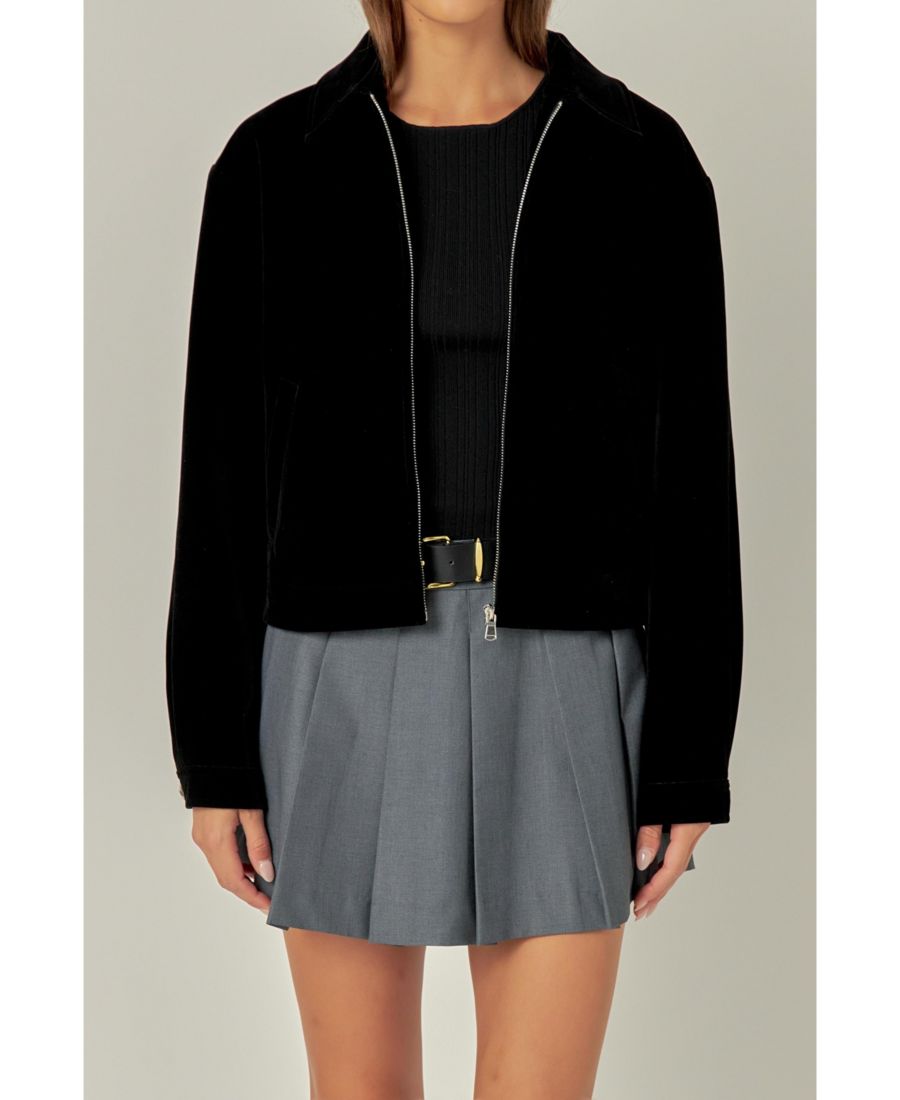 

Женская бархатная куртка-бомбер English Factory, Black