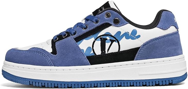 

Мужские ретро-кроссовки LHYXU в повседневном стиле с контрастной цветной вставкой для скейтборда, белый/синий