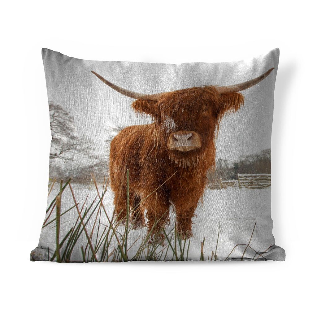 

MuchoWow Scottish Highlands - Шотландский горец зимой - 40x40 см - чехлы на диванные подушки - без наполнителя