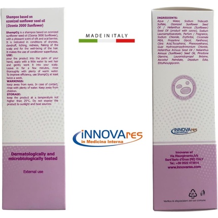Шампунь INNOVARES ShampO3 Anti-Dandruff Dry Scalp Moisturizing Shampoo with Ozonized Sunflower Seed Oil 200ml Bottle — фото 2