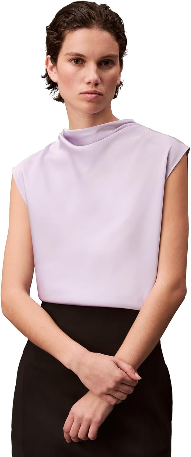 Женская атласная блузка с воротником-хомут от Calvin Klein, Orchid Petal — фото 2