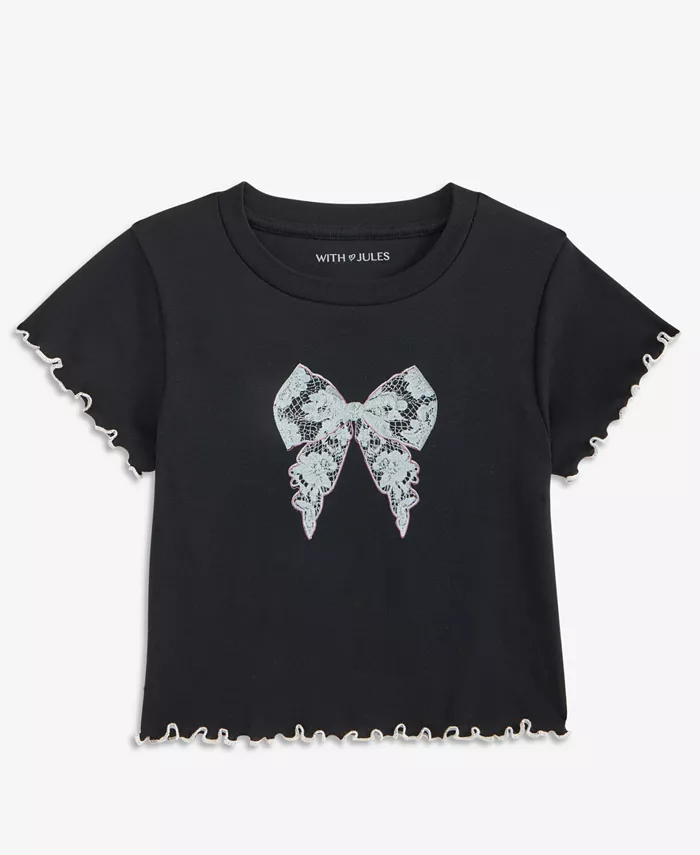 

Детская футболка с бантом и рюшами из хлопка для девочек 7-16 лет With Jules, мультиколор