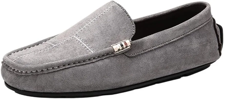 Лоферы кожаные и замшевые Men's Leather and Suede Driving Loafers, Grey DHFIRUFSHLO