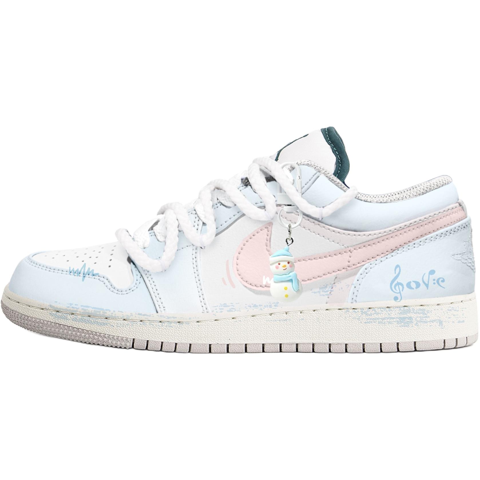 

Jordan Кроссовки детские баскетбольные Air 1 Leather Slip Resistant Abrasion Resistant низкие Light Blue Unisex