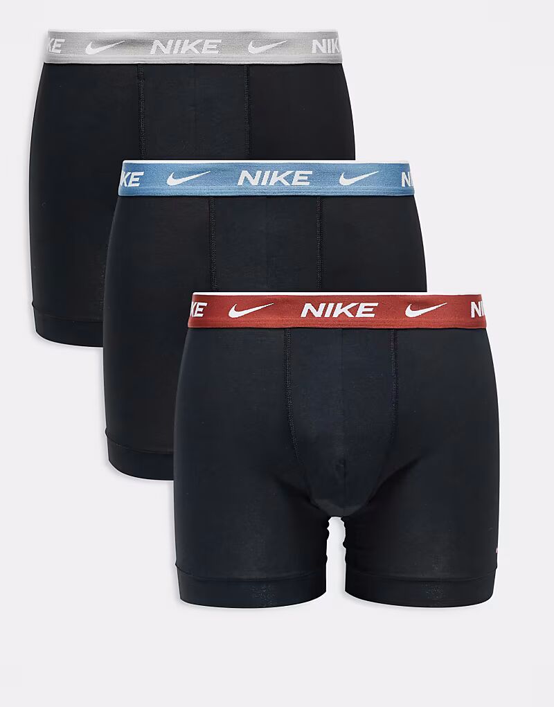 

Комплект из 3 пар трусов-боксеров Nike Everyday Cotton Stretch черного цвета с контрастными поясами