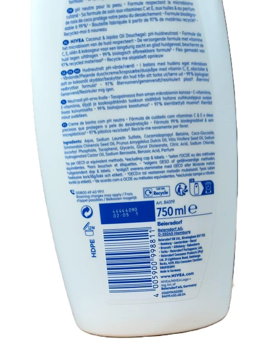 Женский гель для душа «Coconut & Jojoba Oil» от NIVEA Nivea — фото 2